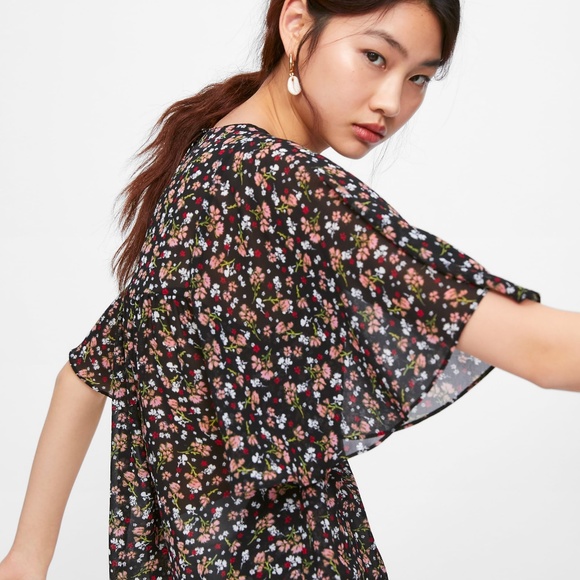 Zara Flowy Floral Printed Top M - Picture 4 of 6
